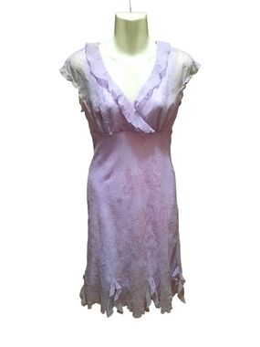 CDC Petite Lavender Ruffled V-Neck Cocktail Dress